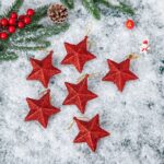 6PCsChristmas Elements Small Pendant Xmas Decorative Ornaments Five-Pointed Star Christmas Tree Ornament