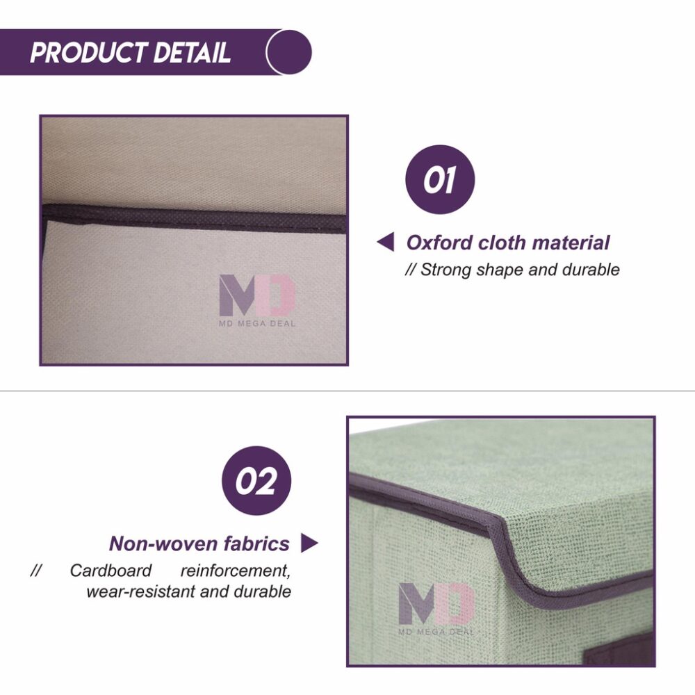 2 In 1 Korean Storage Box Foldable Linen Cloth Storage Box - Image 3