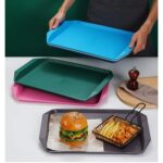 Plastic anti-fall tray anti-slip canteen restaurant fast food plate thickened restaurant commercial rectangular tray
