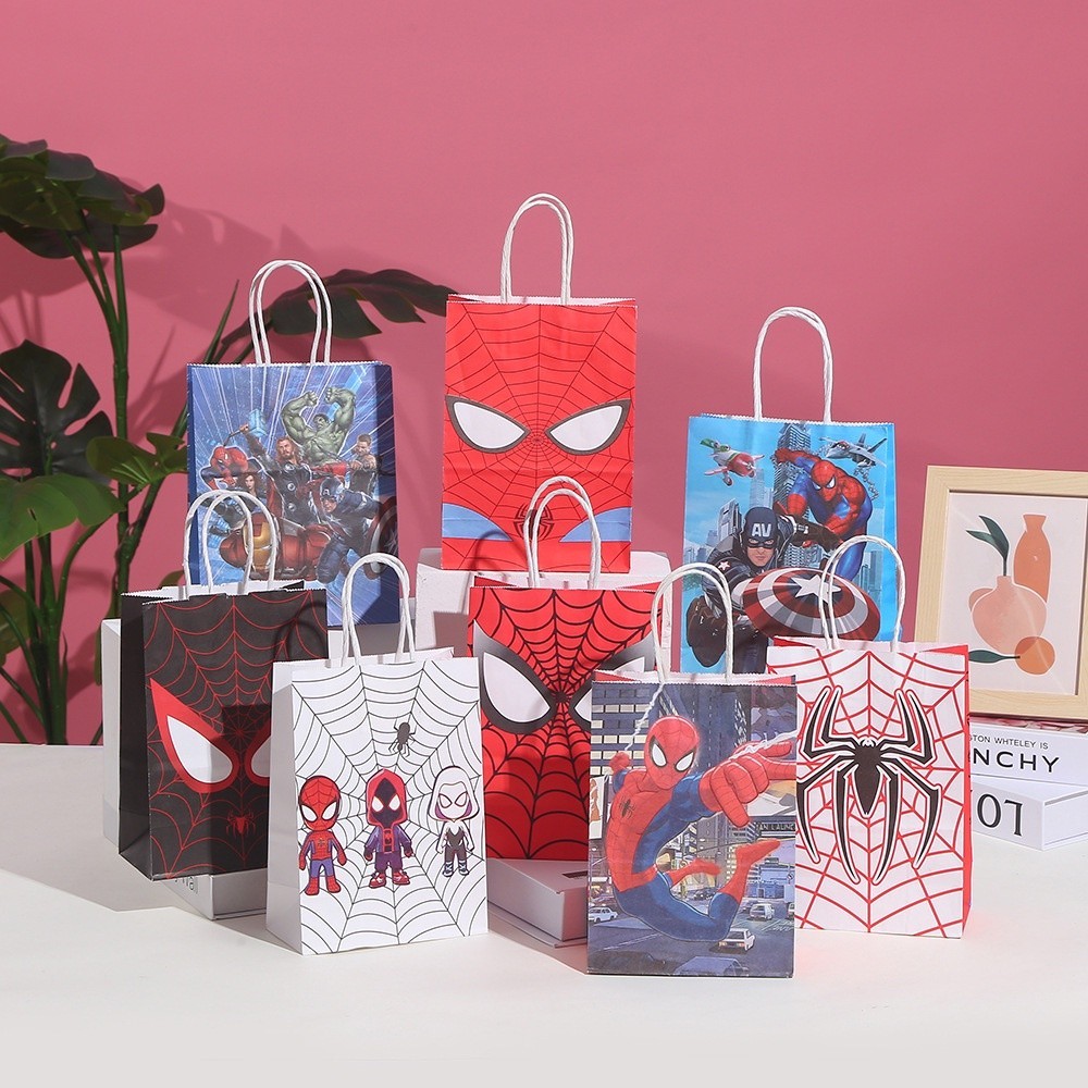 Cartoon Paper Bag Birthday Paper Bag Frozen Spiderman Avenger Car Pony Princess Sonic Doorgift Bag Goodies Bag