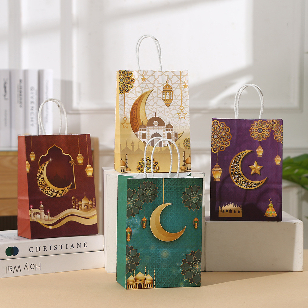 Paper Beg Kertas Handle Ramadan Raya eid Mubarak Gift box Pattern Kahwin Muslim Hadiah Tote kotak mack puasa