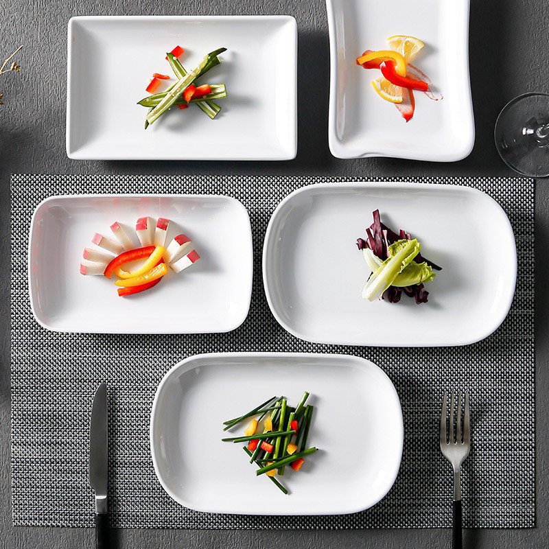Tableware hot pot restaurant rectangular dish anti-fall plastic snack plate