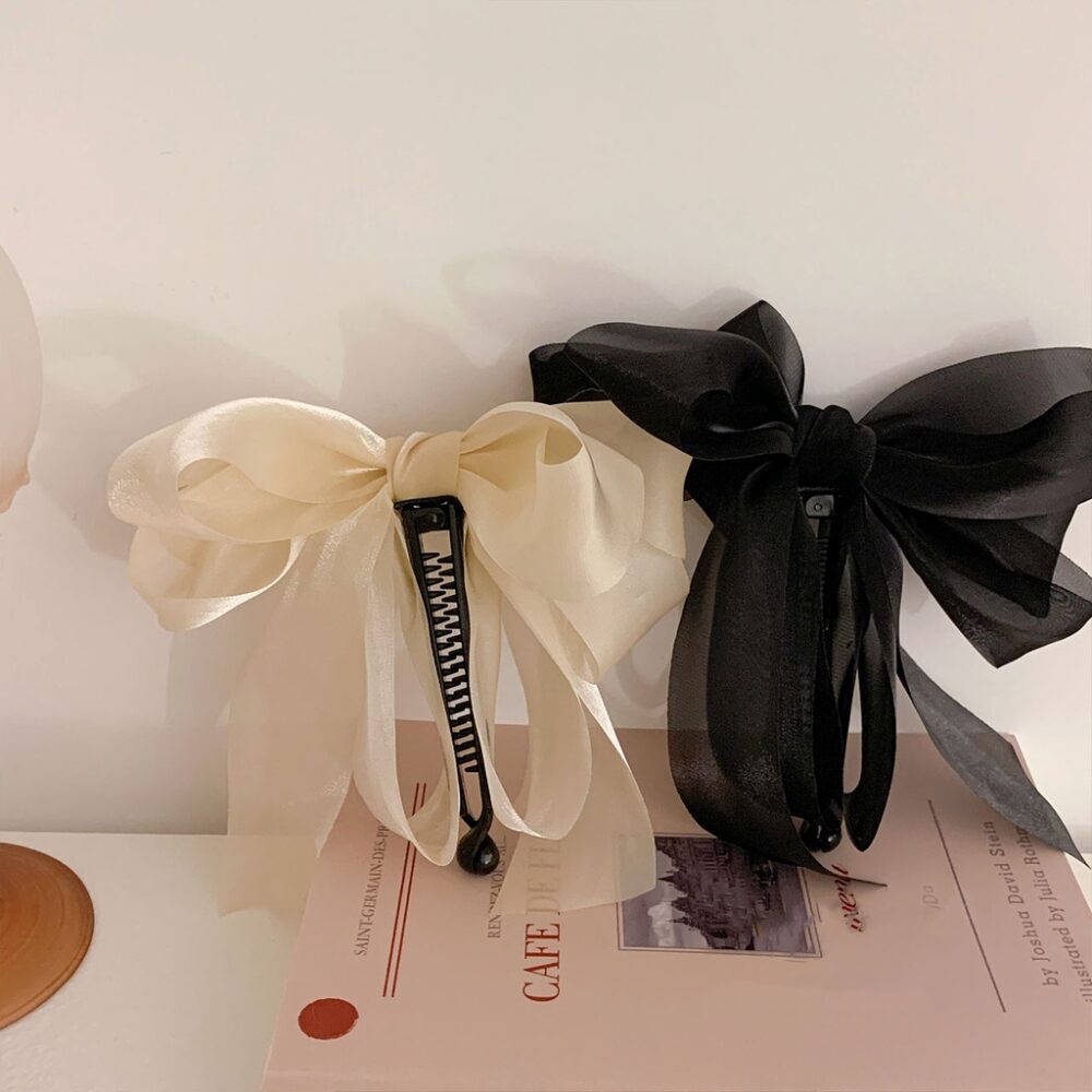 Mesh chiffon, banana clip, vertical clip, ponytail clip, back of the head, twist bow, hairpin, hairpin, temperament, hor - Image 4
