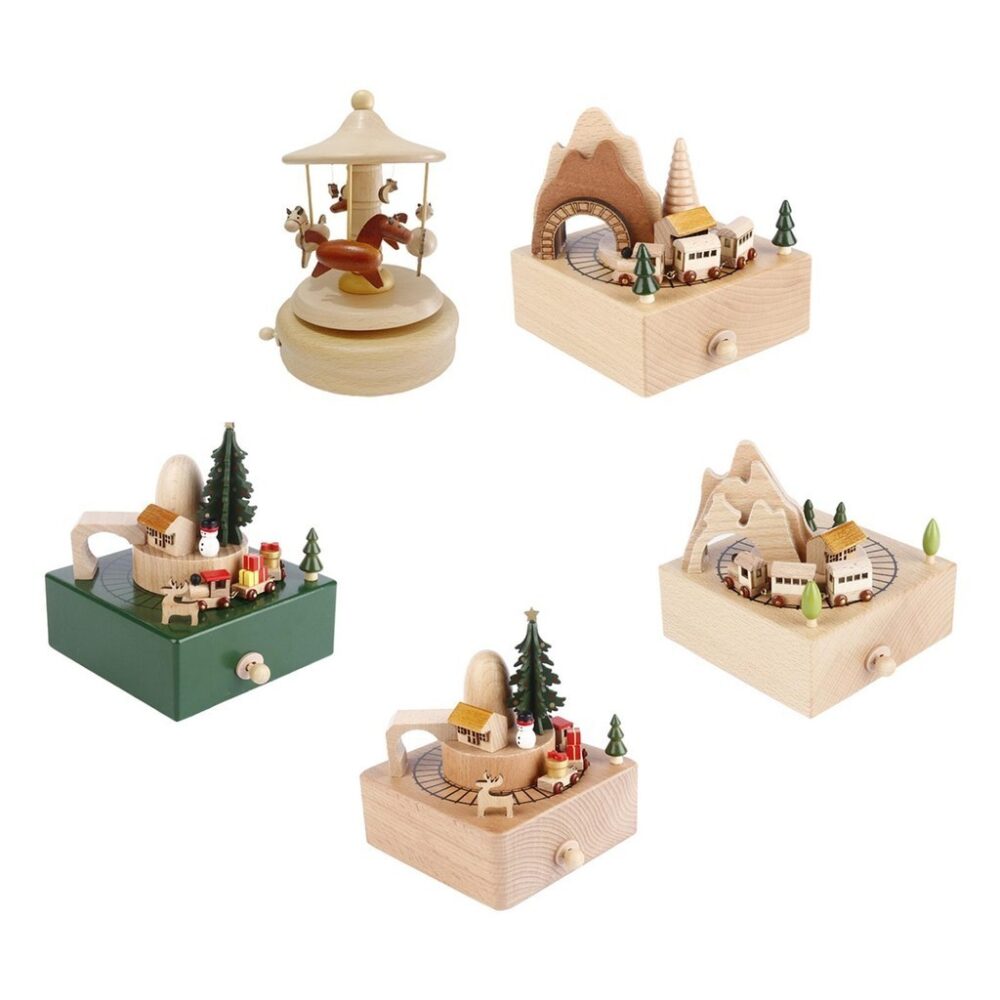 Wind up Musical Boxes Play Melody Desktop Ornament Christmas Collectible Home Decor Holiday - Image 8