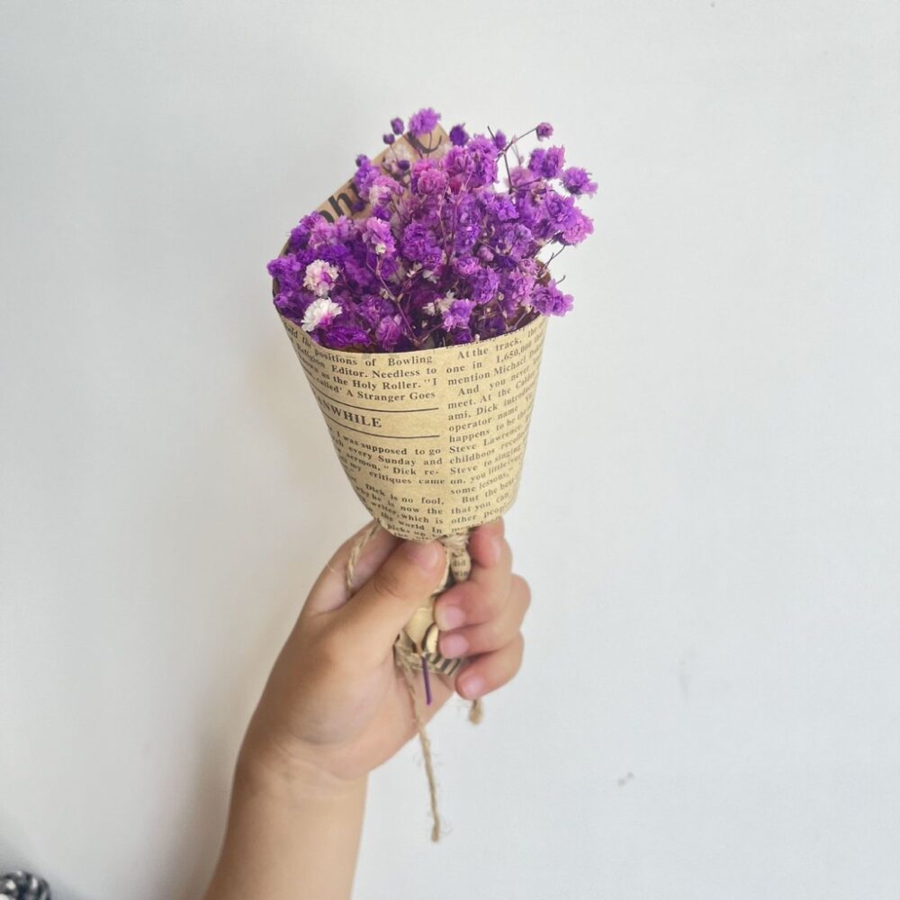 vintage 15cm mini baby flower bouquet, small dried flower bouquet to decorate kraft gift box - Image 10