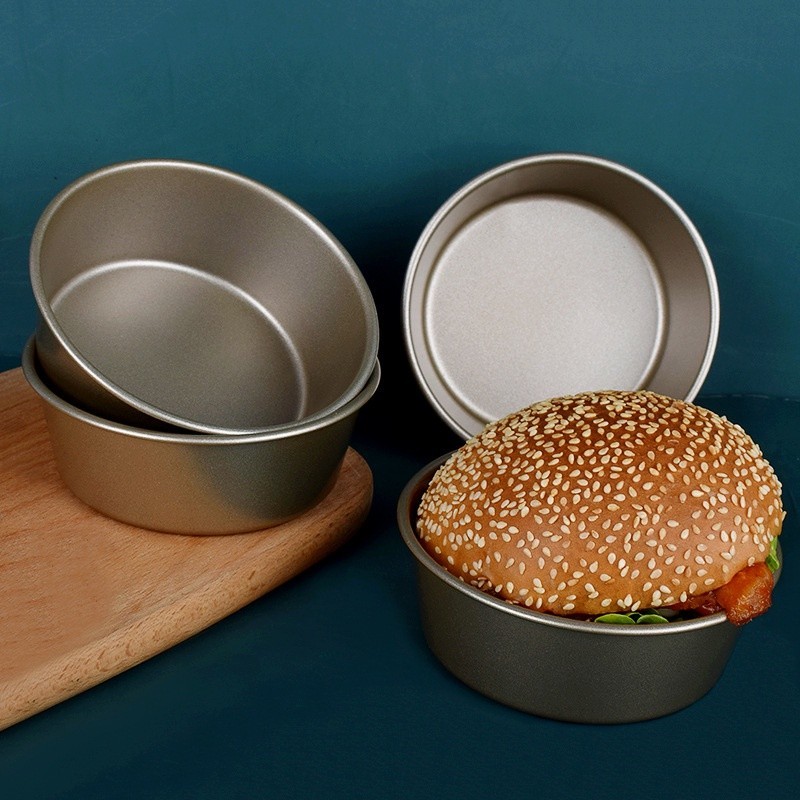 4 Inch Air Fryer Small Non-stick Omelet Bowl Cake Mould / Round Burger & Bread Baking Pan / Baking Tools