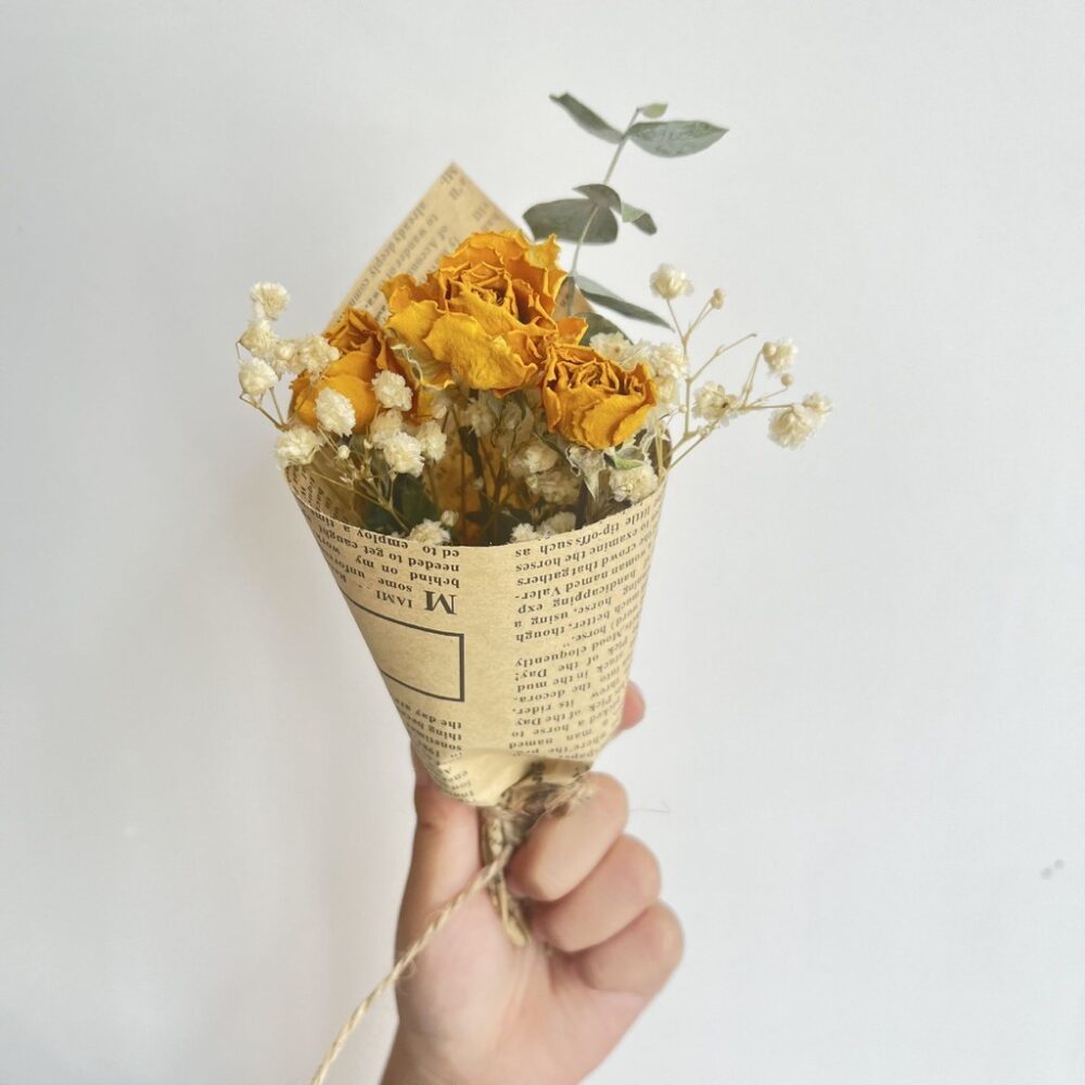 vintage 15cm mini baby flower bouquet, small dried flower bouquet to decorate kraft gift box - Image 5