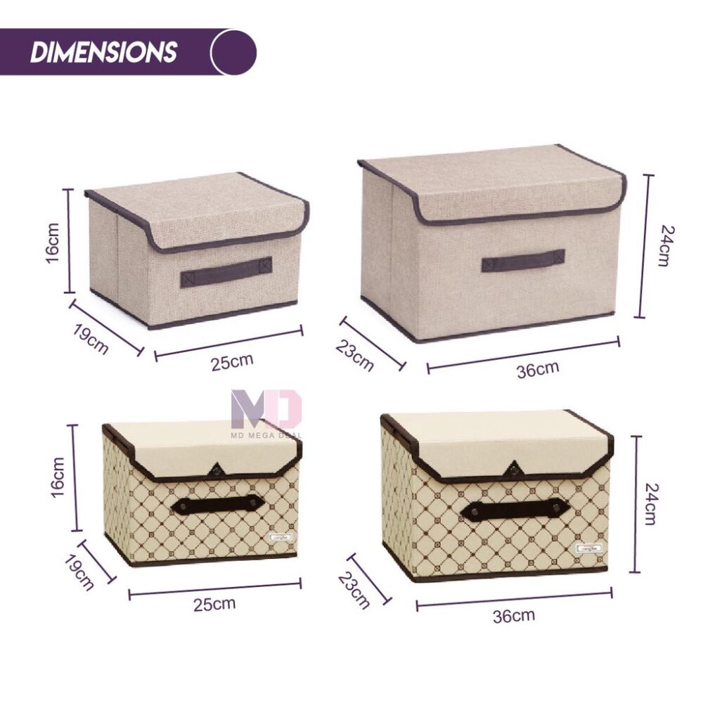 2 In 1 Korean Storage Box Foldable Linen Cloth Storage Box - Image 2