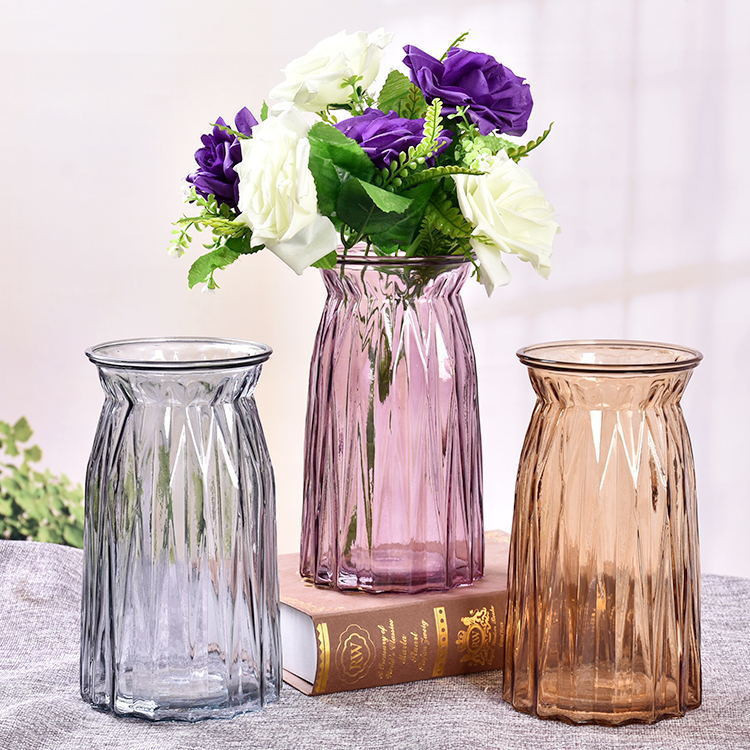 European-style creative vertical edge glass vase transparent hydroponic vase flower arrangement living room home decorat