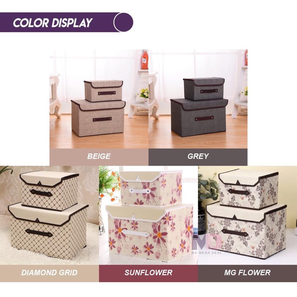 2 In 1 Korean Storage Box Foldable Linen Cloth Storage Box