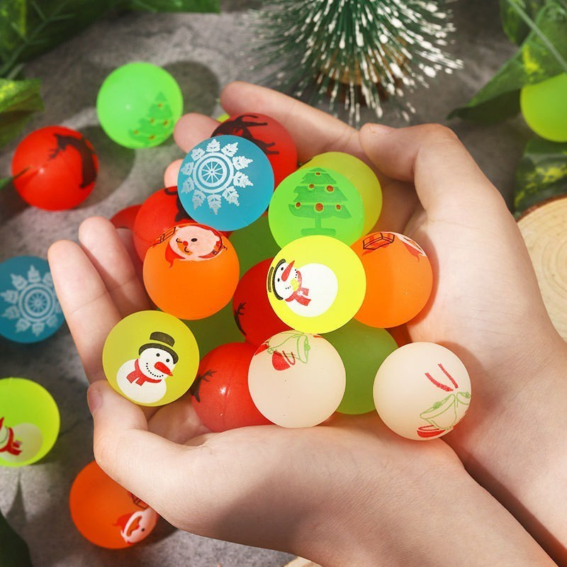 1PC Luminous Santa Claus Snowman Bouncy Balls Rubber Ball Funny Party Gift Xmas Ornament Decor Props