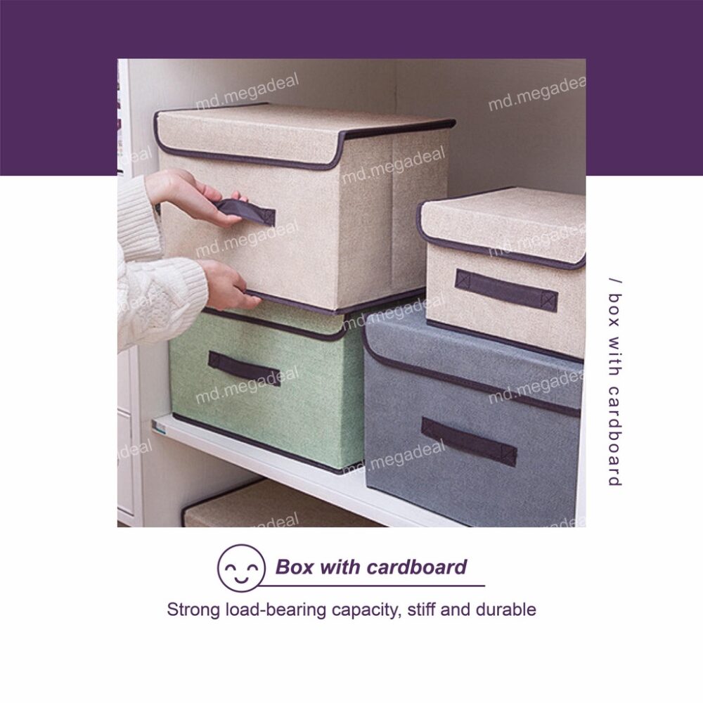 2 In 1 Korean Storage Box Foldable Linen Cloth Storage Box - Image 5