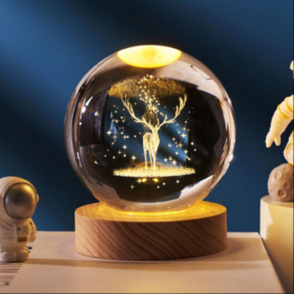 LED Crystal Ball Light Glass USB Night Light Creative Luminous Crystal Ball 3D Glowing Galaxy Astronaut Ball Night Light - Image 6
