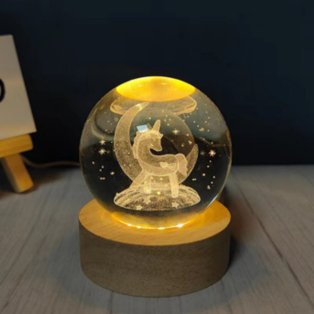 LED Crystal Ball Light Glass USB Night Light Creative Luminous Crystal Ball 3D Glowing Galaxy Astronaut Ball Night Light - Image 2