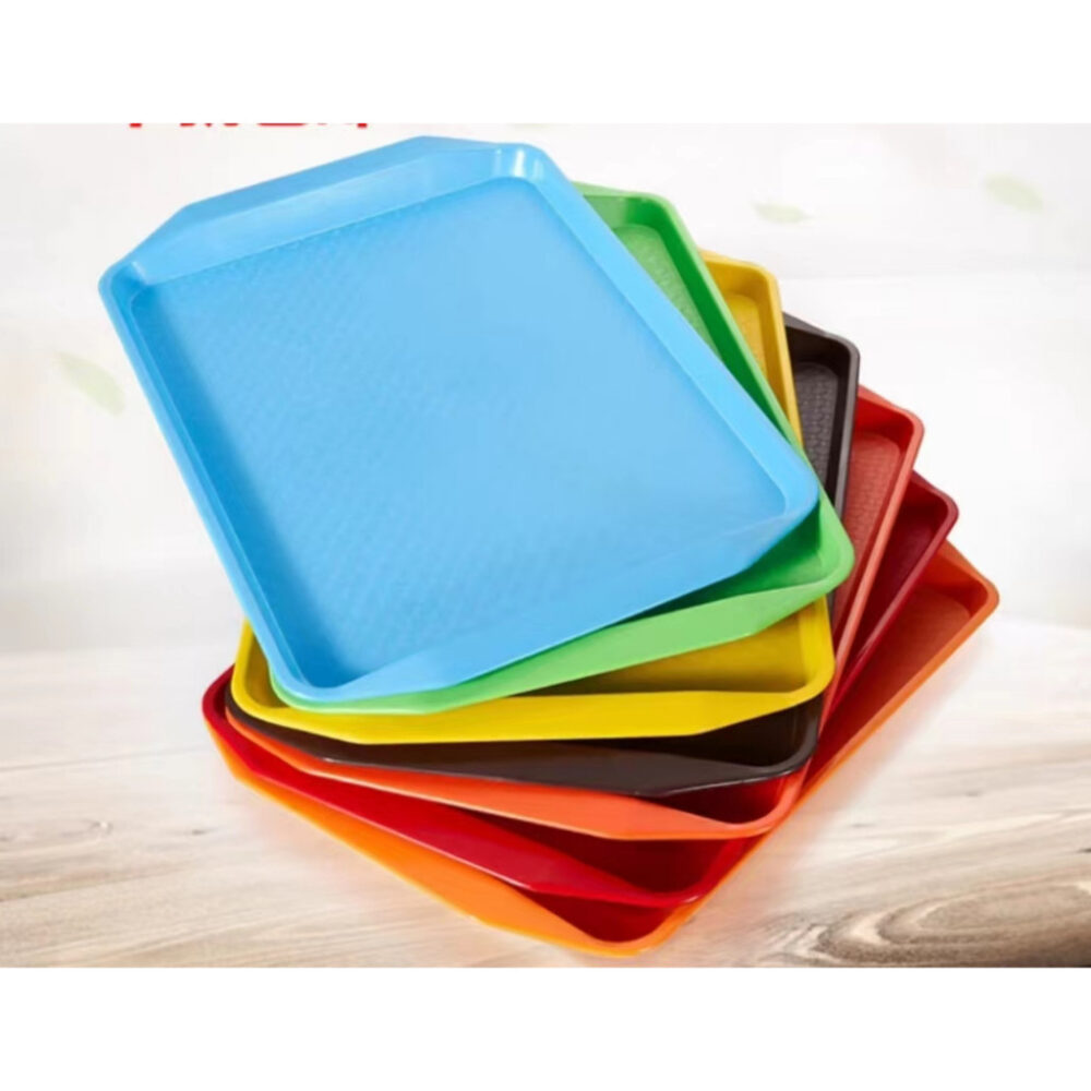 Plastic anti-fall tray anti-slip canteen restaurant fast food plate thickened restaurant commercial rectangular tray - Image 2