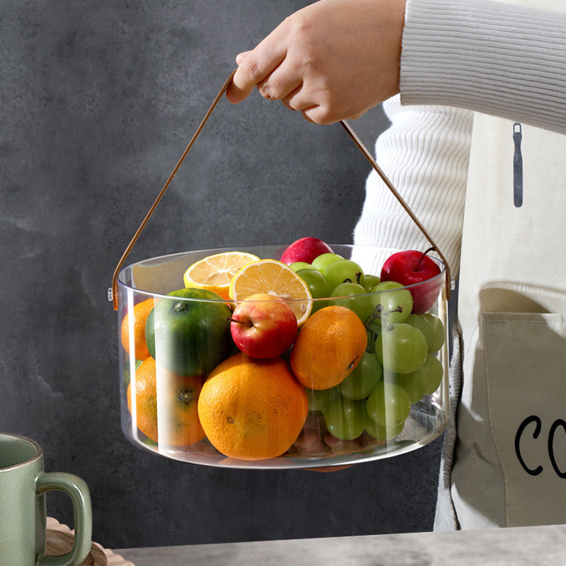 Transparent desktop storage bucket multifunctional storage box creative portable basket ice bucket fruit