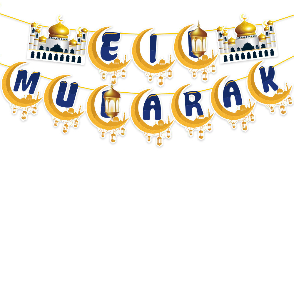 Festival Flag Banner Moon Festival Home Party Decoration Balloon Flag Set Hari raya banner