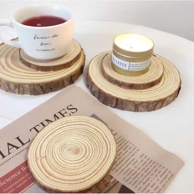 Ring Wood Chips ~ Coaster Incense Candle Insulation Pad Swing Decoration Props DIY Hand Painting Materials Pine Wood