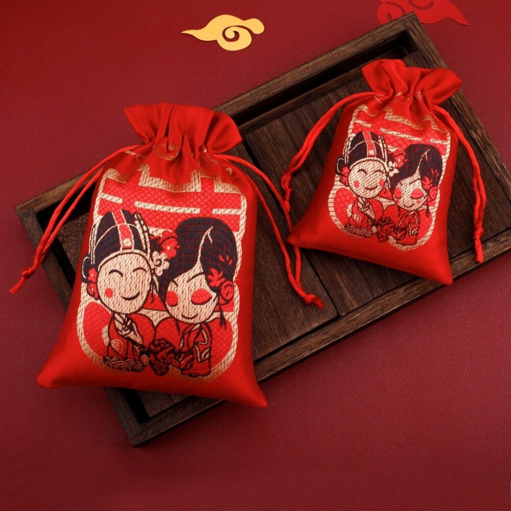 Wedding supplies creative portable wedding candy drawstring bag brocade candy bag gift