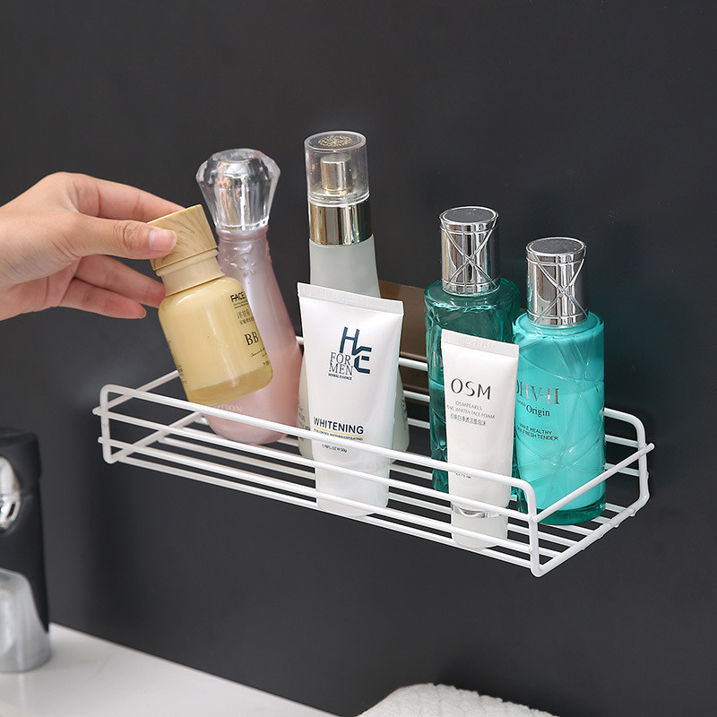 Iron bathroom storage rack wall-mounted shampoo and shower gel storage rack bathroom punch-free adhesive