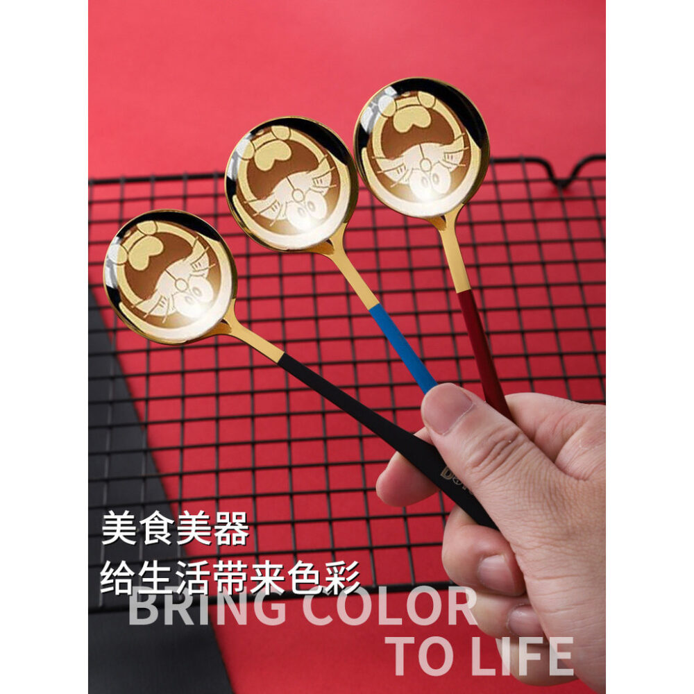 Cute household jingle cat spoon stainless steel spoon thickened soup spoon creative round spoon - Image 7