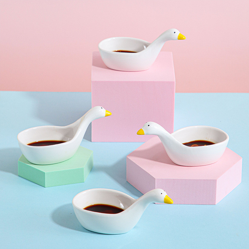 Swan flavor dish ceramic relief soy sauce dish seasoning butterfly vinegar dish dipping dish creative