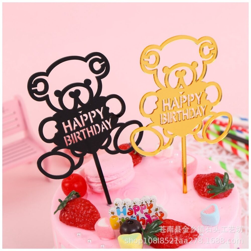 Acrylic cake insert birthday party decoration supplies cartoon bear creative colorful baked food insert