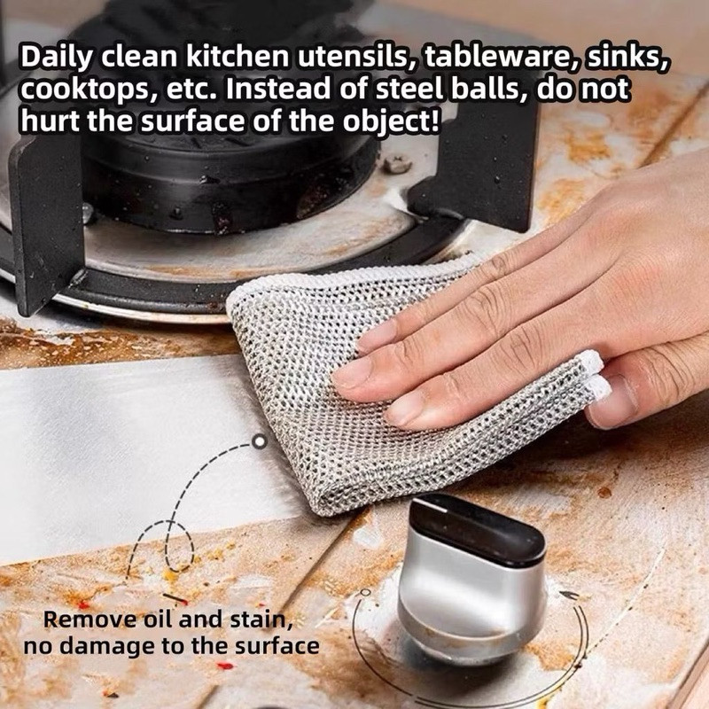 1 Pcs Kitchen Steel Wire Dishwashing Cloth Universal Faucet Gas Stove Pot Washing Scouring Reusable Non Stick Oil Dishes