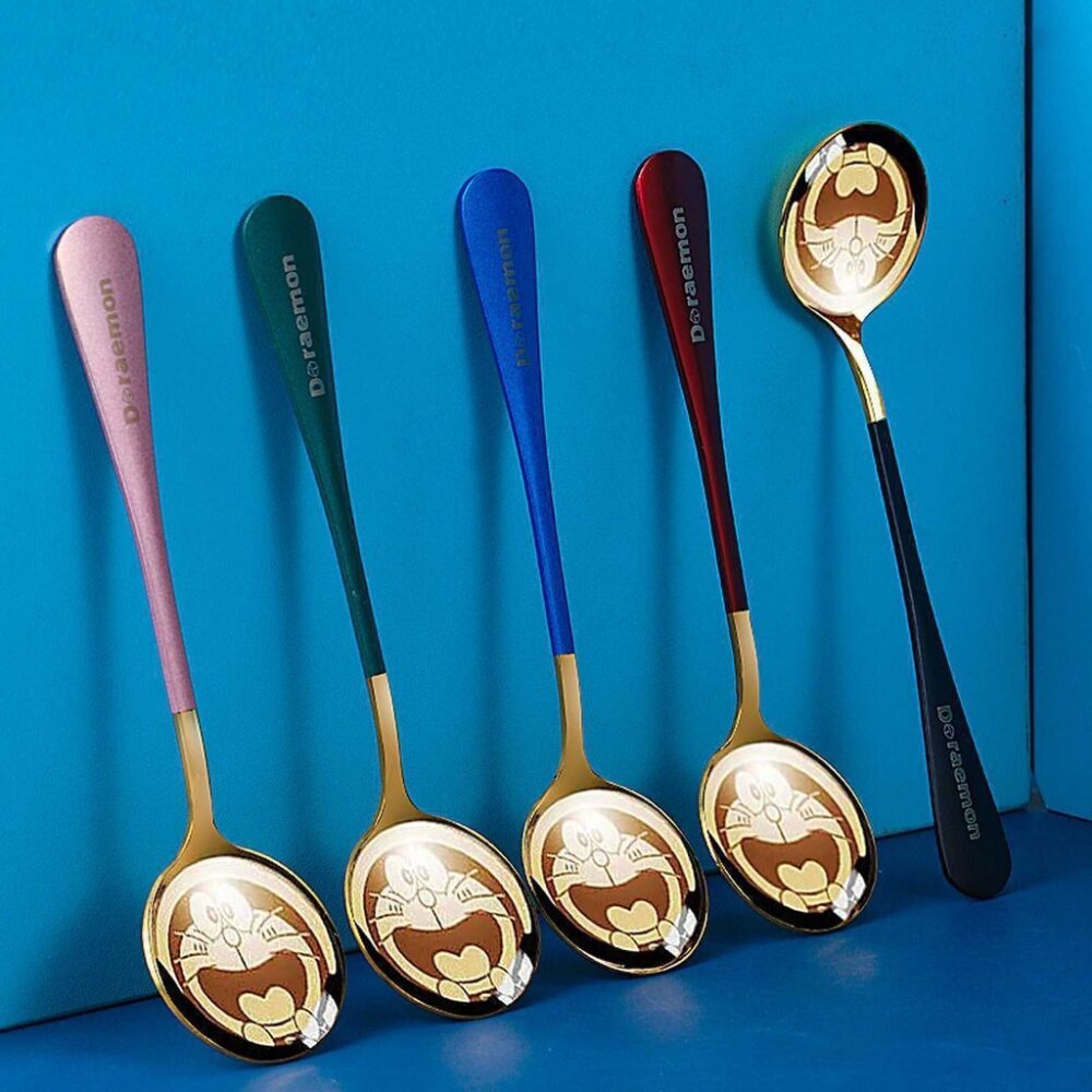 Cute household jingle cat spoon stainless steel spoon thickened soup spoon creative round spoon
