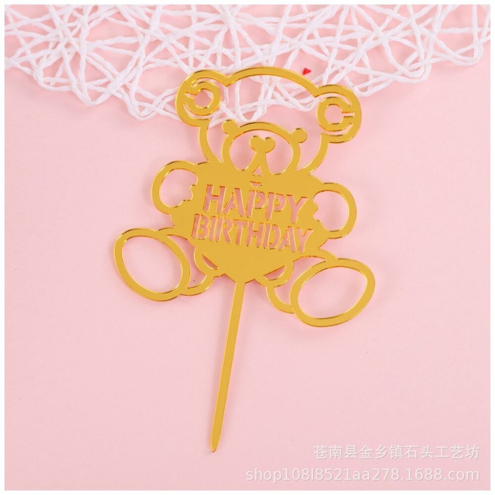 Acrylic cake insert birthday party decoration supplies cartoon bear creative colorful baked food insert - Image 2