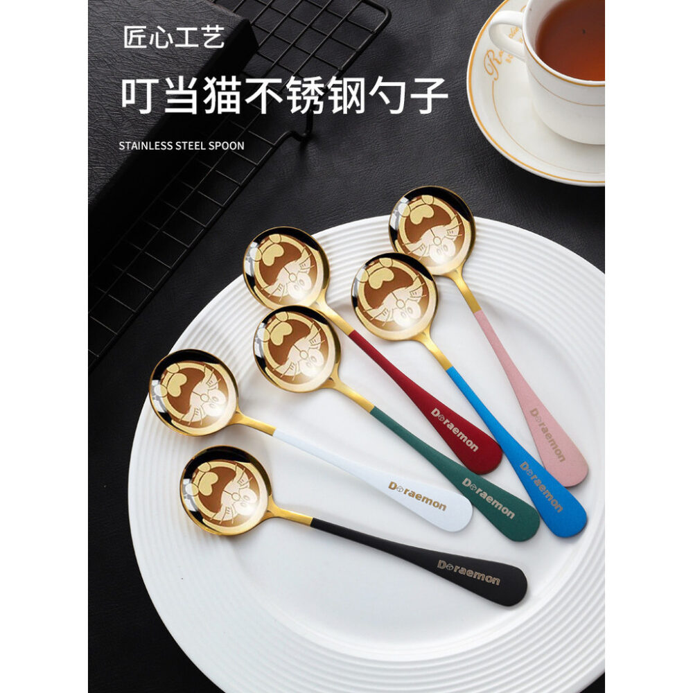 Cute household jingle cat spoon stainless steel spoon thickened soup spoon creative round spoon - Image 5