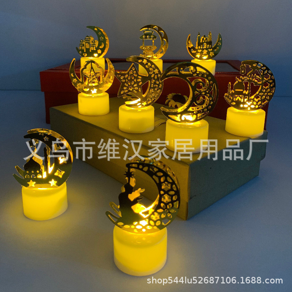 Star Moon Festival Atmosphere Decoration Gold-plated Iron Art LED Electronic Candle Light Night Light