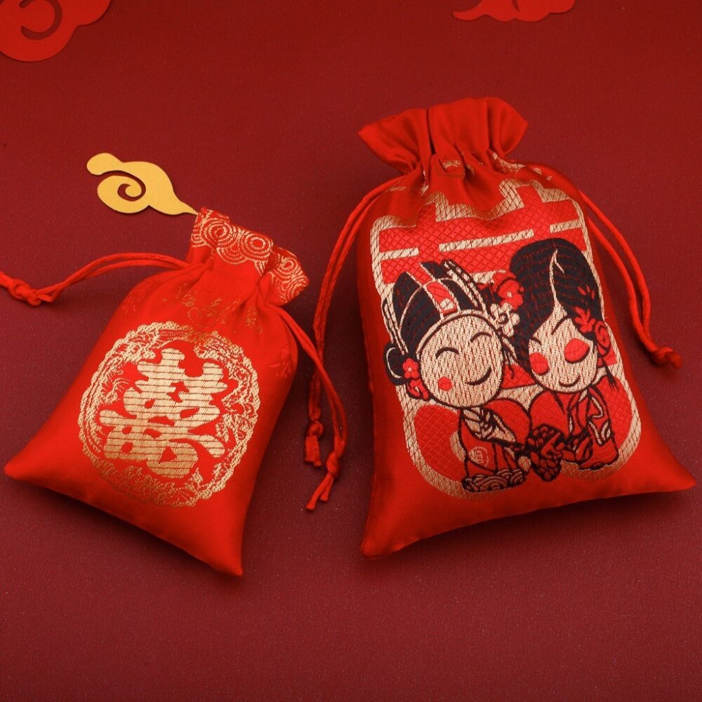 Wedding supplies creative portable wedding candy drawstring bag brocade candy bag gift - Image 2