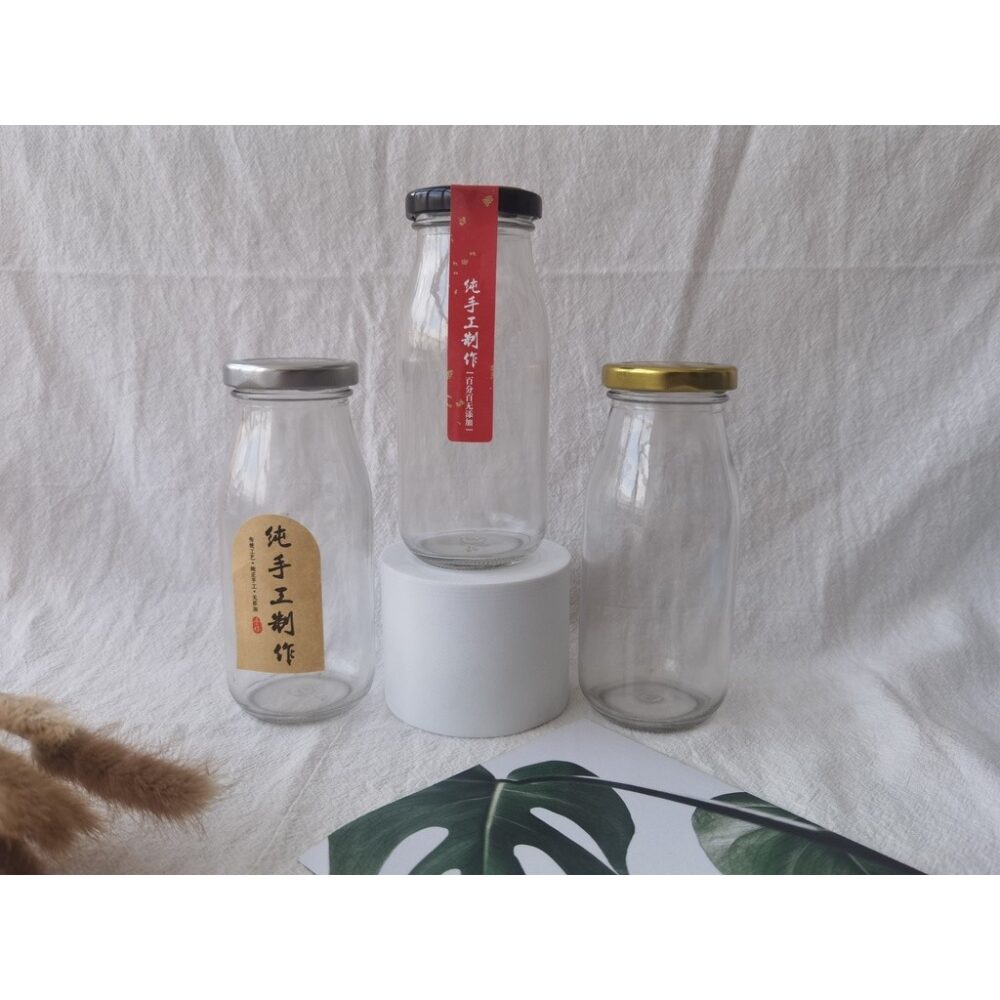 GLASS BOTTLE DRINK TALL 200-500ML WITH METAL LUG CAP GOLD/SILVER/BLACK - Image 7