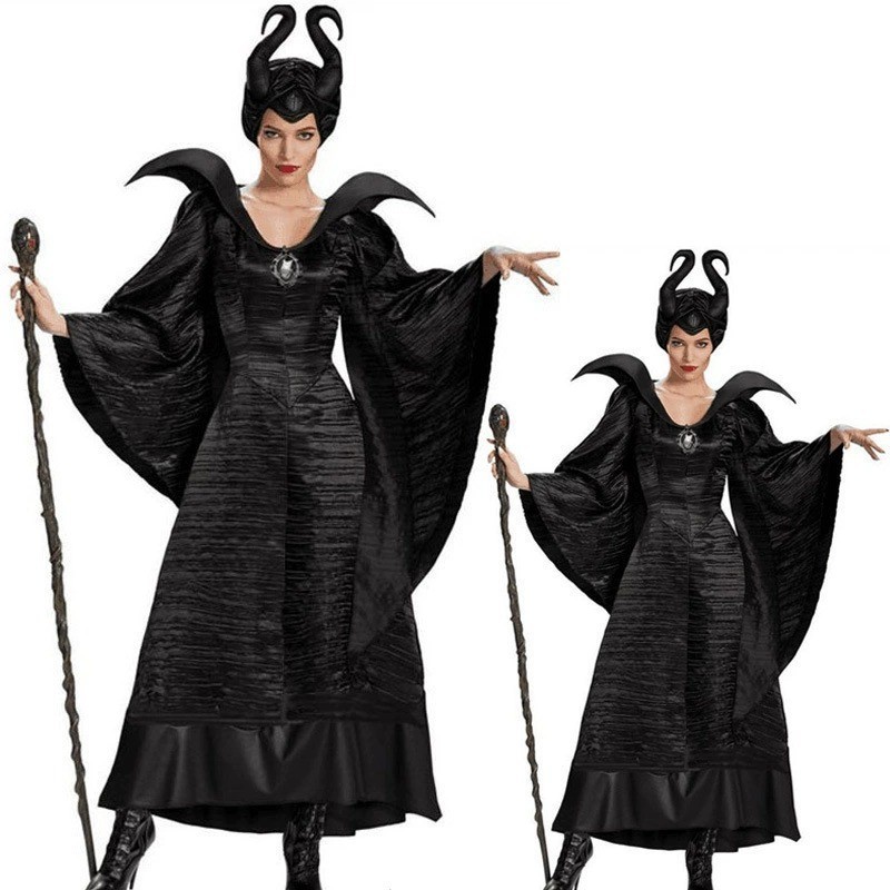 Ready StockMovie Maleficent Costume Evil witch Cosplay Outfit Halloween Fantasia Party Fancy Dress Christmas Gift