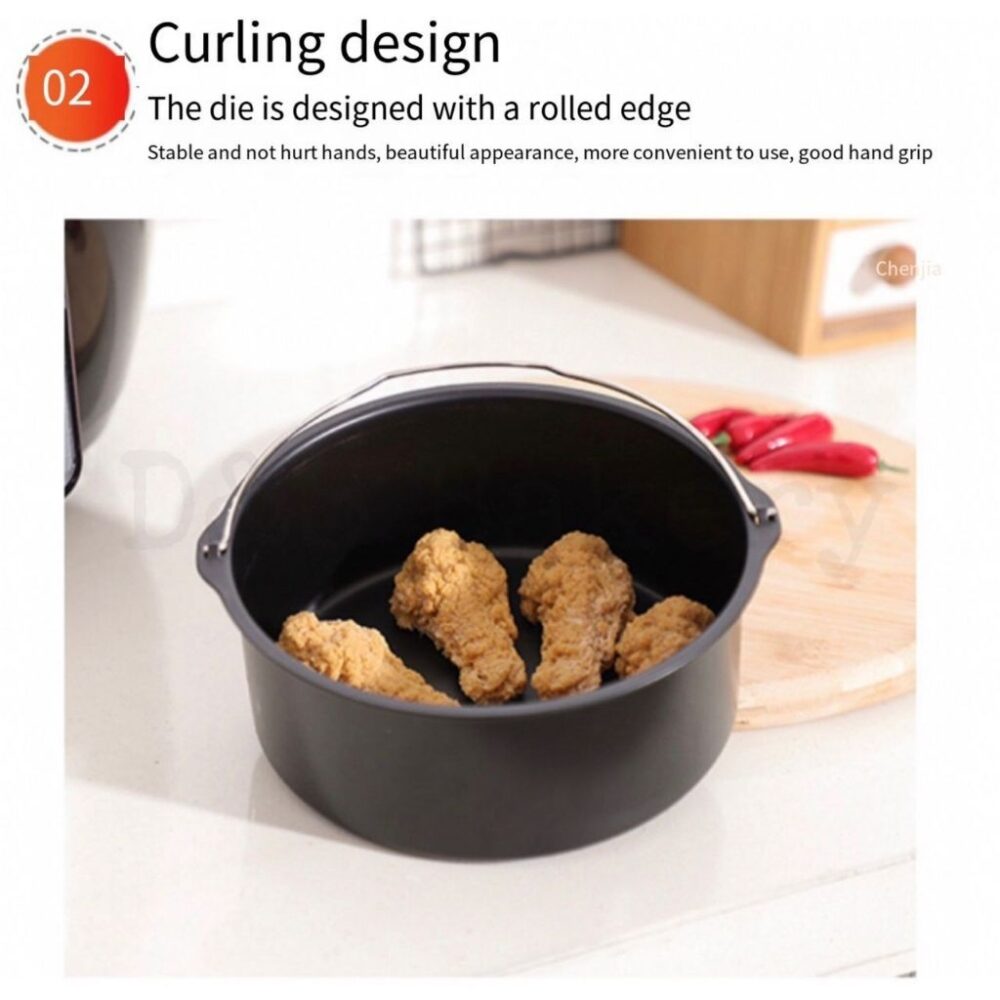 6/7/8 inches Non-Stick Air Fryer Mould Cake Mold Baking Tray Pan Round Roasting Basket Acuan Dulang Loyang Bakul - Image 2