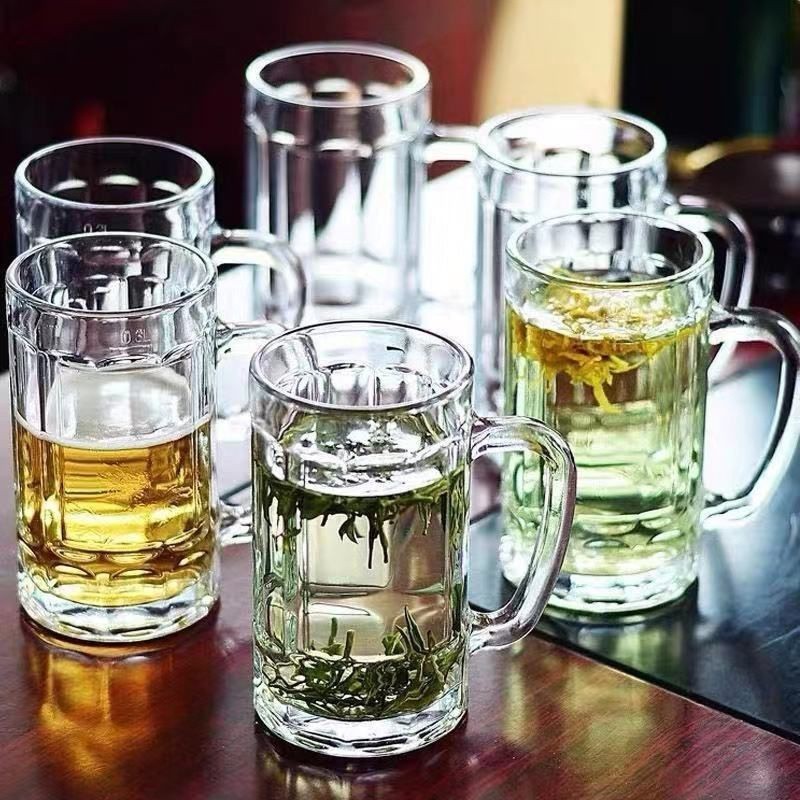 transparent glass tea cup thickened beer cup with handle household drinking cup milk juice large