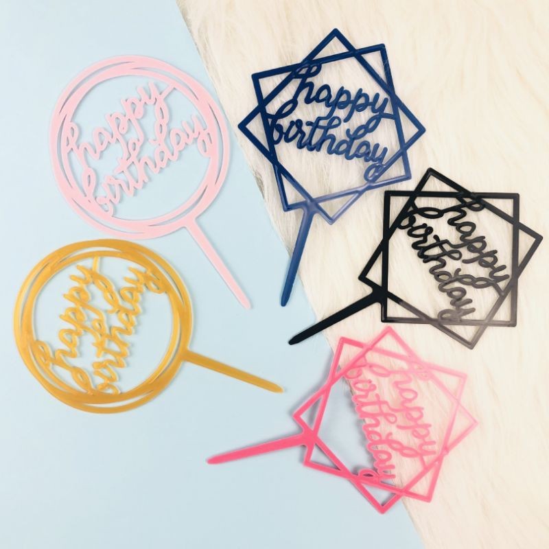 1pc Happy Birthday Topper Decoration Cupcake Flag Birthday Party Decorative Props Wedding Baby Shower Cupcake