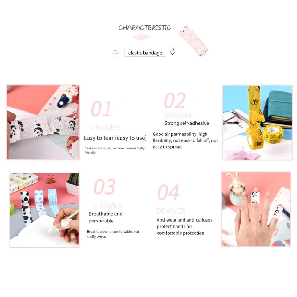 Printed cat bandage non-woven fabric self-adhesive bandage cat and dog bag fur foot protection wound bandage bandage - Image 5