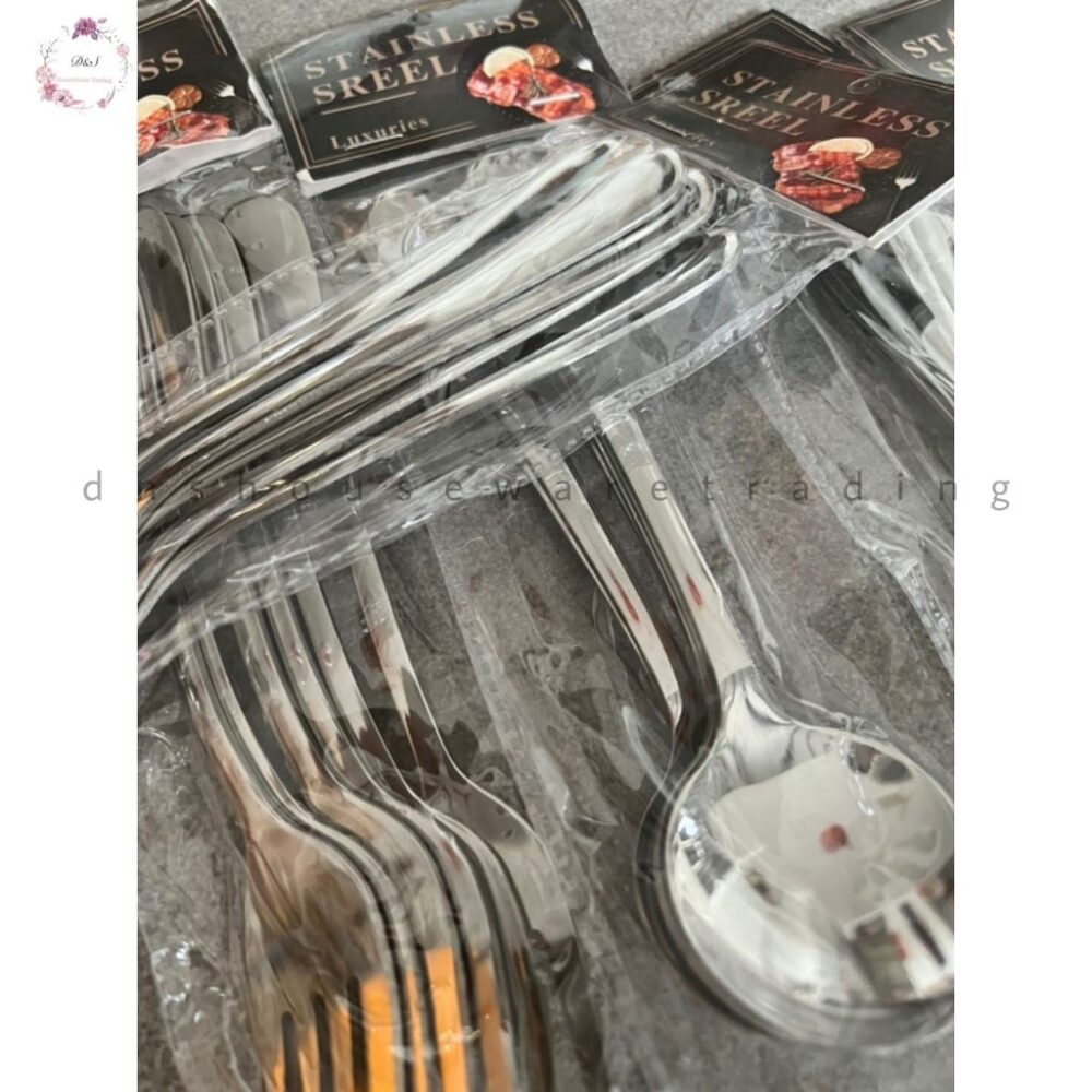 Extra Thick Stainless Steel Spoon Fork Teaspoon Soup Spoon Round Spoon Sudu Garpu Extra Tebal Panjang - Image 4