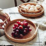 Hand-Woven Rattan Basket/Rattan Storage/Rattan Tray/Wicker Basket/Handmade Rattan Multipurpose Storage Box