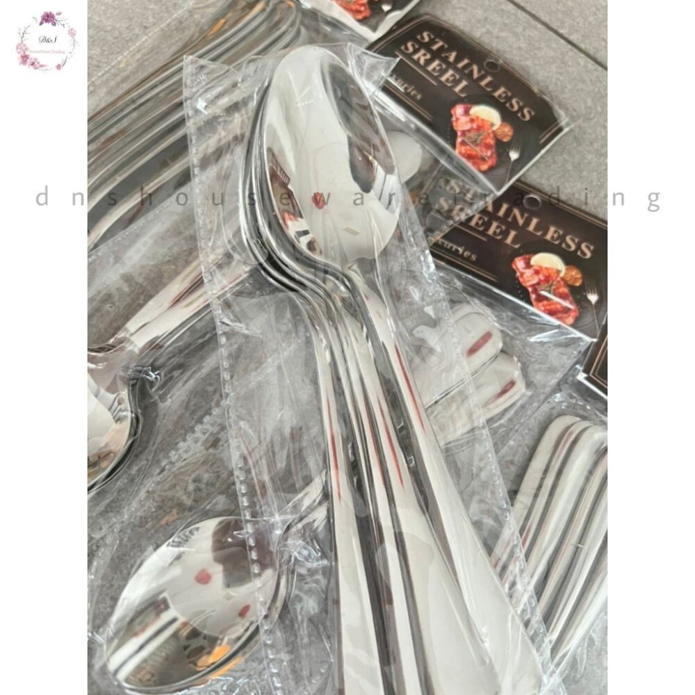 Extra Thick Stainless Steel Spoon Fork Teaspoon Soup Spoon Round Spoon Sudu Garpu Extra Tebal Panjang - Image 2