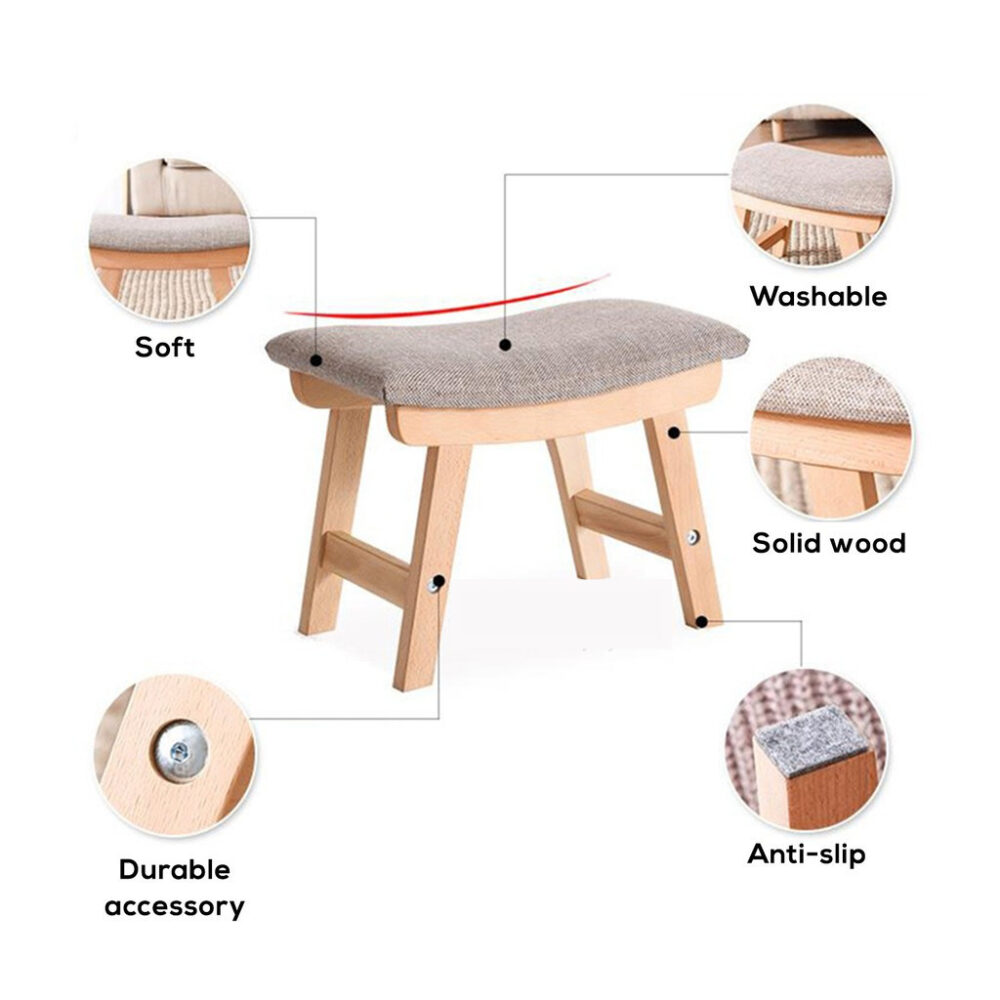 Modern Solid Wood Stools Children Chair Foot Stool Ottoman Kerusi Kayu Mini Chair - Image 4