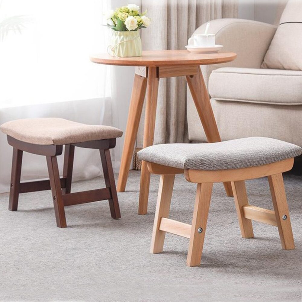 Modern Solid Wood Stools Children Chair Foot Stool Ottoman Kerusi Kayu Mini Chair