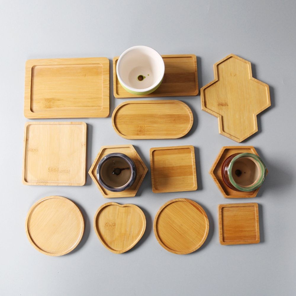 Simple Style Flowerpot Base Gardening Supplies Round Square Bamboo Tray Gift Home Decoration Planters Pot Stander