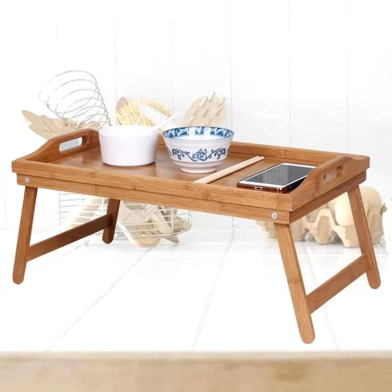 Wooden Table Bamboo Table Folding Simple office Writing Desk Bedside Table Meja Belajar Bed Table Tray Meja Bamboo