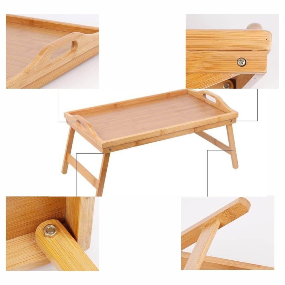 Wooden Table Bamboo Table Folding Simple office Writing Desk Bedside Table Meja Belajar Bed Table Tray Meja Bamboo - Image 8