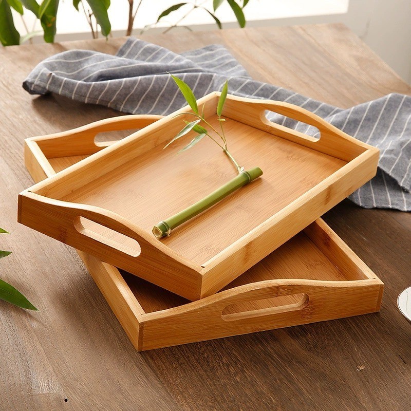 M4007 Ready Stock Wooden Serving Tray With Handles Food Wood Table Trays