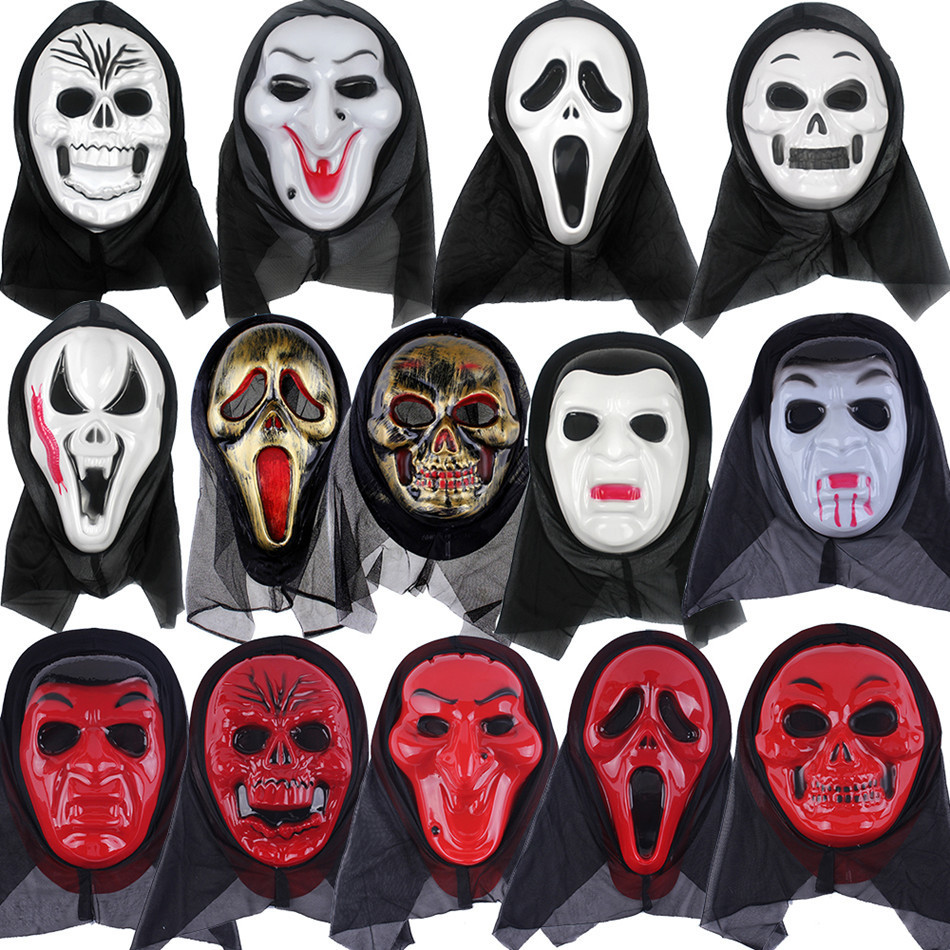 Ready stock  ghost mask Witches hantu topeng ghost dress cosplay long face Halloween