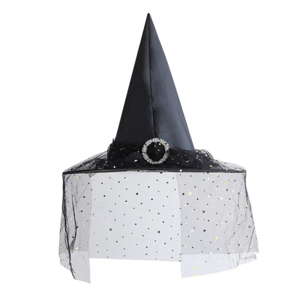 Hat Fringed Witch Hat Unique Halloween Witch Hat with Mesh Cover for Cosplay Makeup Prop Perfect for Masquerade Parties - Image 5